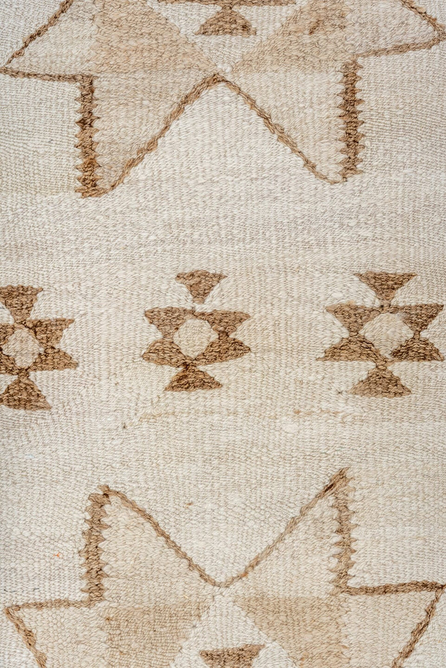 2' x 10' one-of-a-kind handmade antique Kilim runner rug. Color palette: ivory, taupe, brown, camel, beige, gray