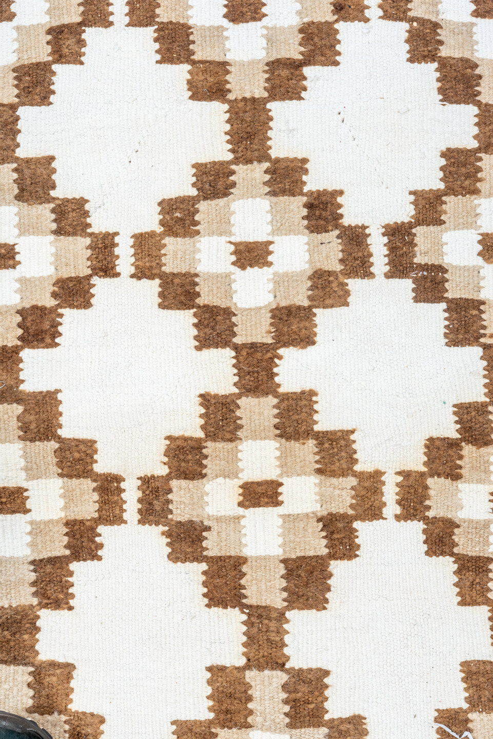 2' x 9' one-of-a-kind handmade antique Kilim runner rug. Color palette: ivory, camel, taupe, beige, gray