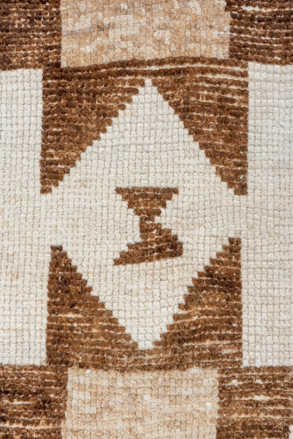 3' x 11' one-of-a-kind handmade vintage Kars runner rug. Color palette: ivory, taupe, brown, camel, beige, gray