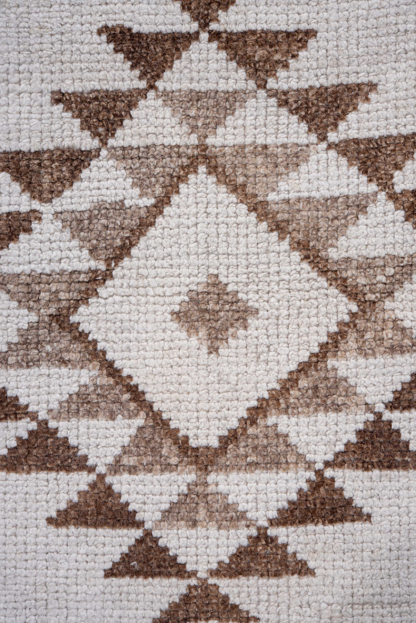 3' x 12' one-of-a-kind handmade vintage Kars runner rug. Color palette: ivory, taupe, brown, beige, gray