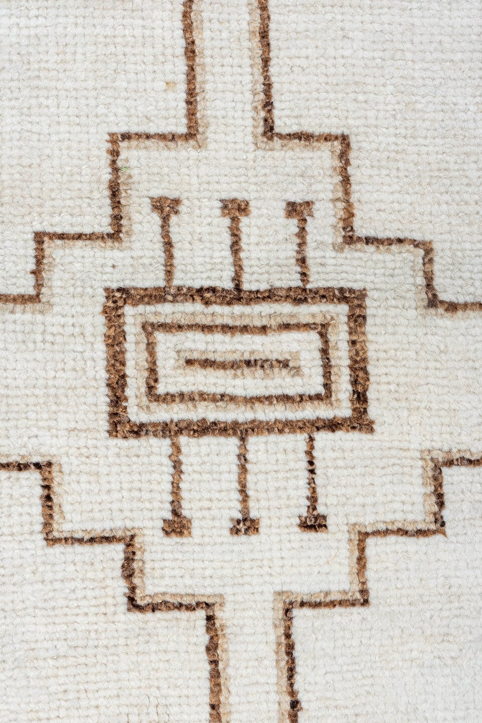 3' x 12' one-of-a-kind handmade vintage Kars runner rug. Color palette: ivory, taupe, brown, beige, gray