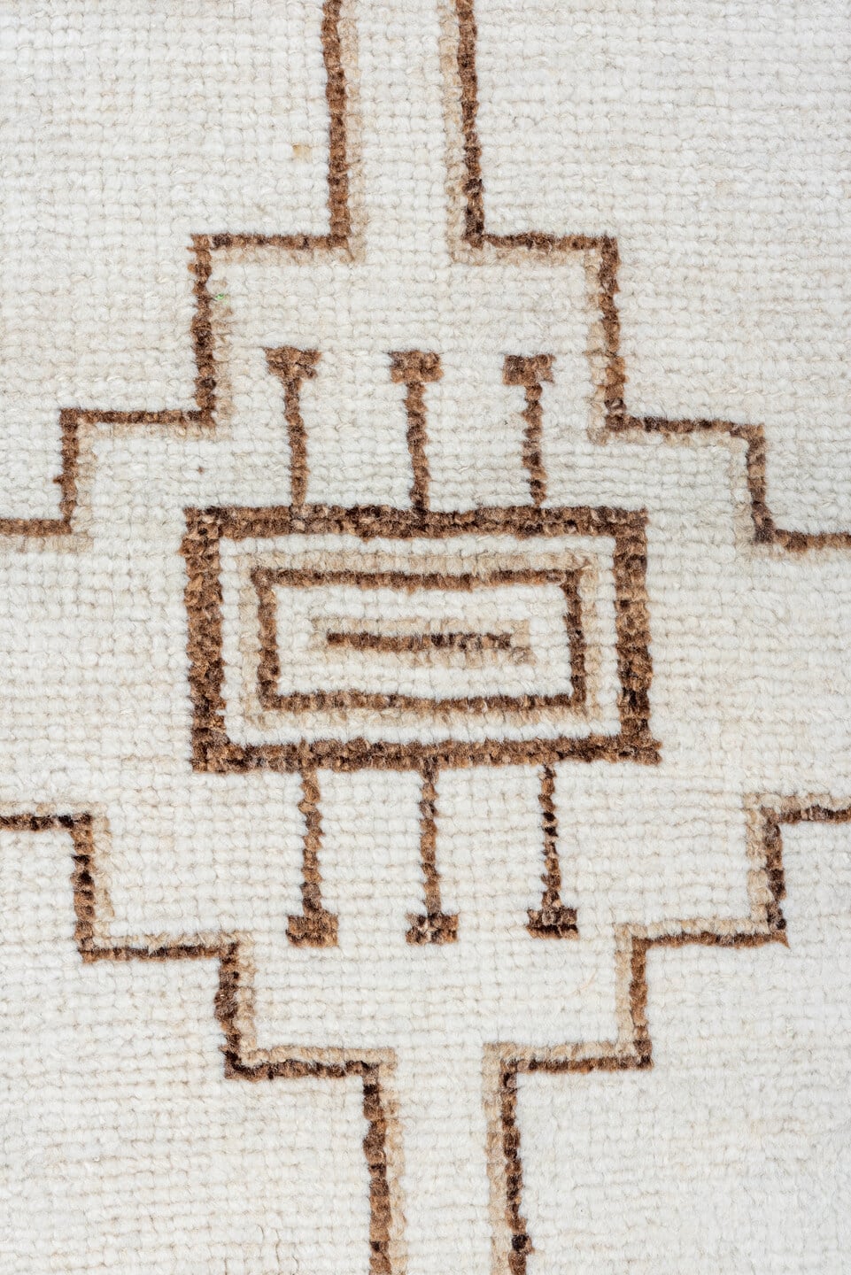 3' x 12' one-of-a-kind handmade vintage Kars runner rug. Color palette: ivory, taupe, brown, beige, gray