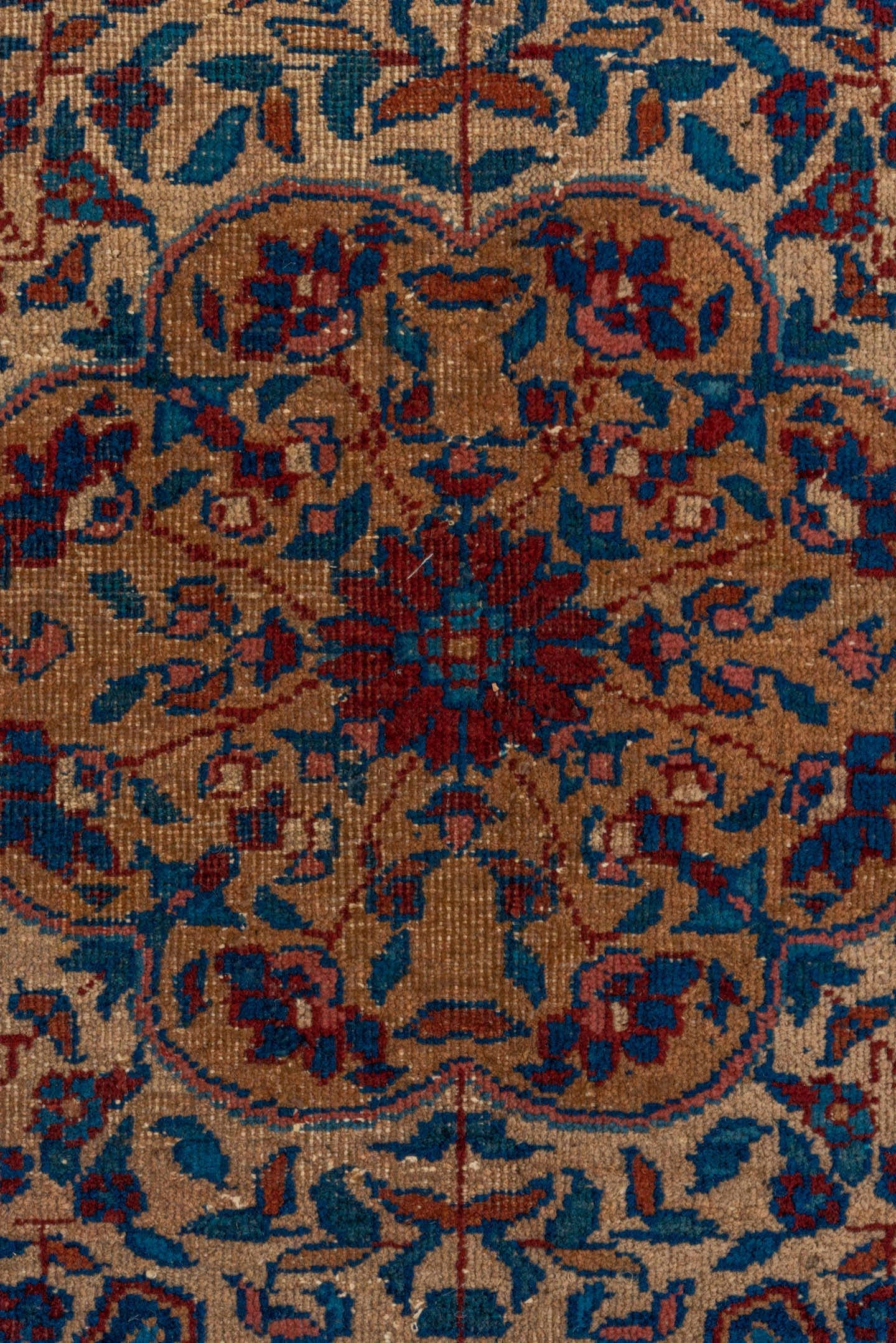7' x 12' one-of-a-kind handmade antique Sparta large size rug. Color palette: navy, ivory, rust, cobalt, terra cotta, camel