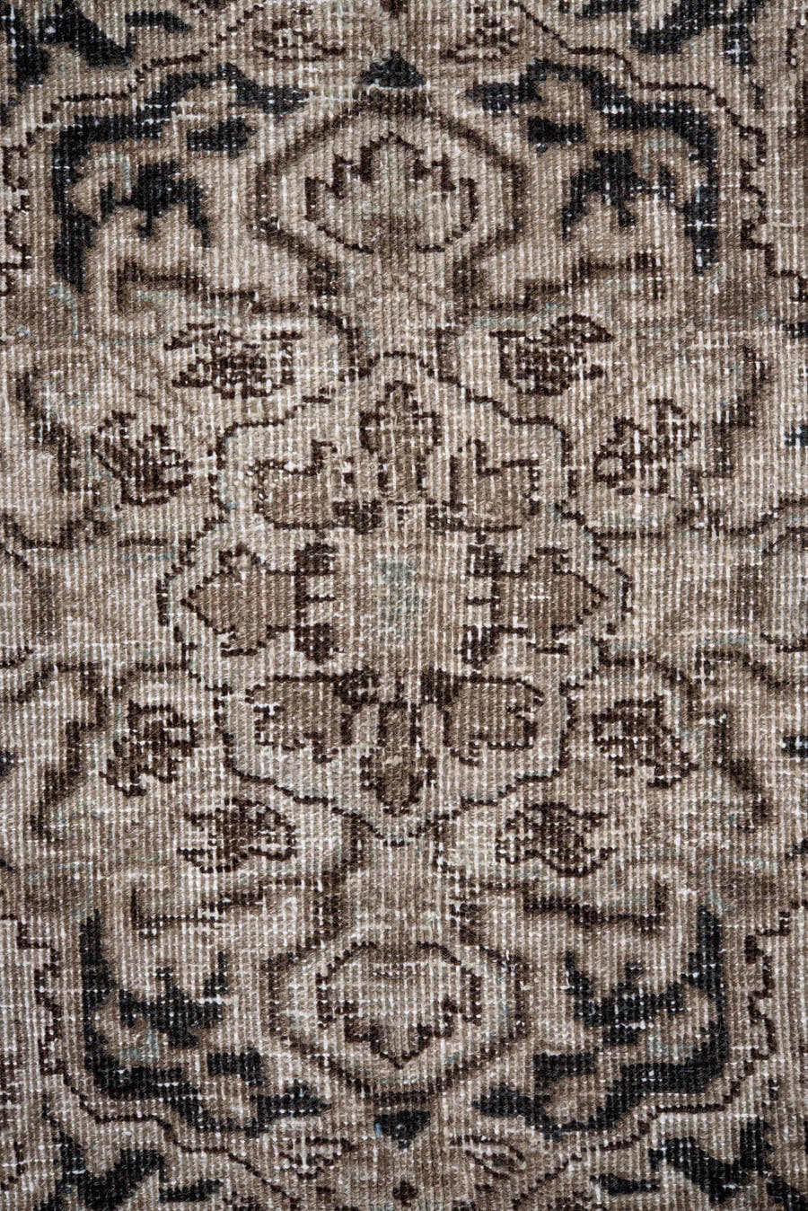 6' x 9' one-of-a-kind handmade antique Heriz medium size rug. Color palette: taupe, ivory, charcoal, brown, beige, gray