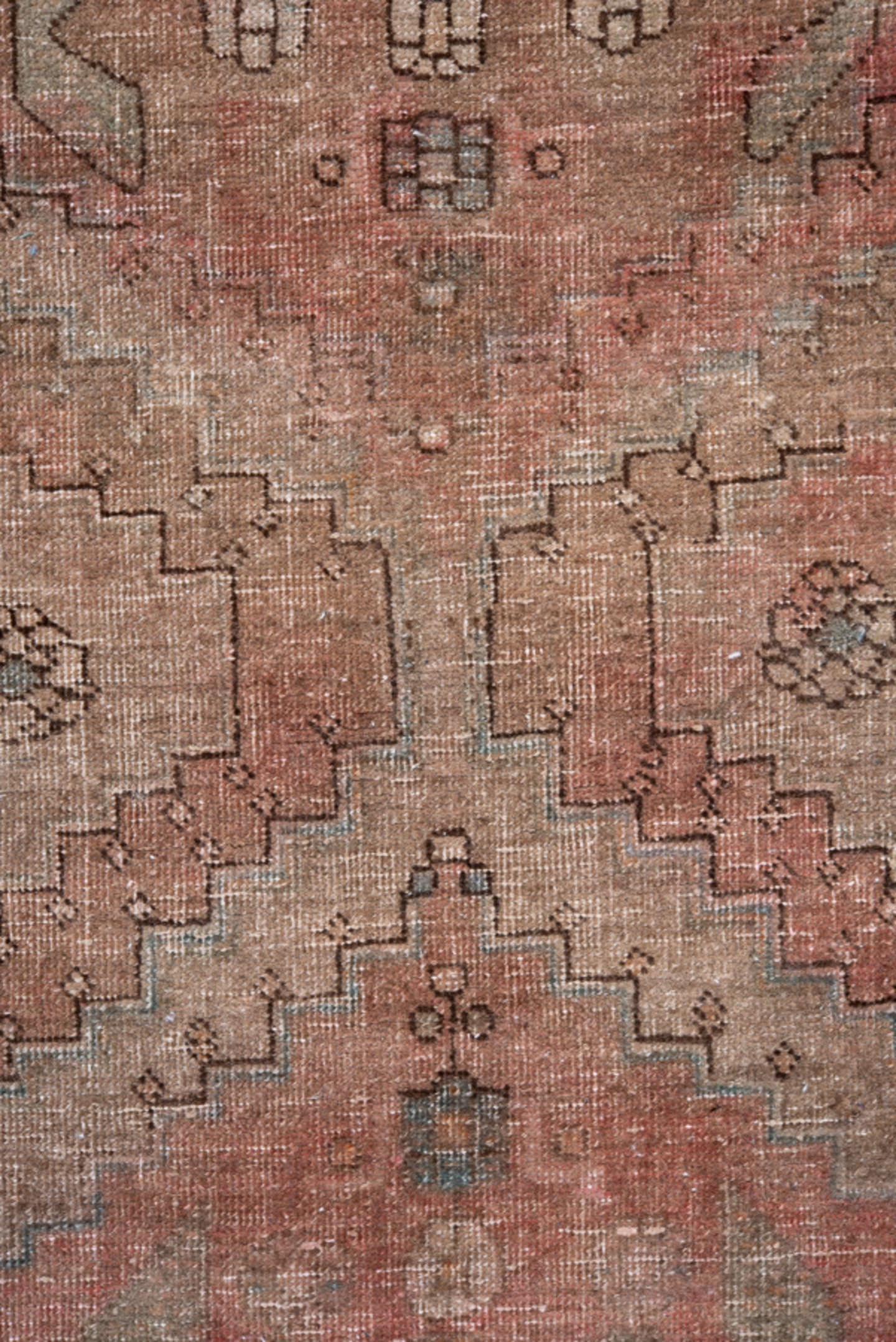 3' x 9' one-of-a-kind handmade antique Sarab runner rug. Color palette: rose, ivory, taupe, sky_blue, brown, camel, charcoal