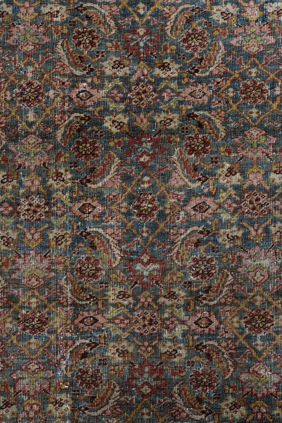 7' x 12' one-of-a-kind handmade vintage Bidjar large size rug. Color palette: rust, navy, ivory, rose, slate, burgundy