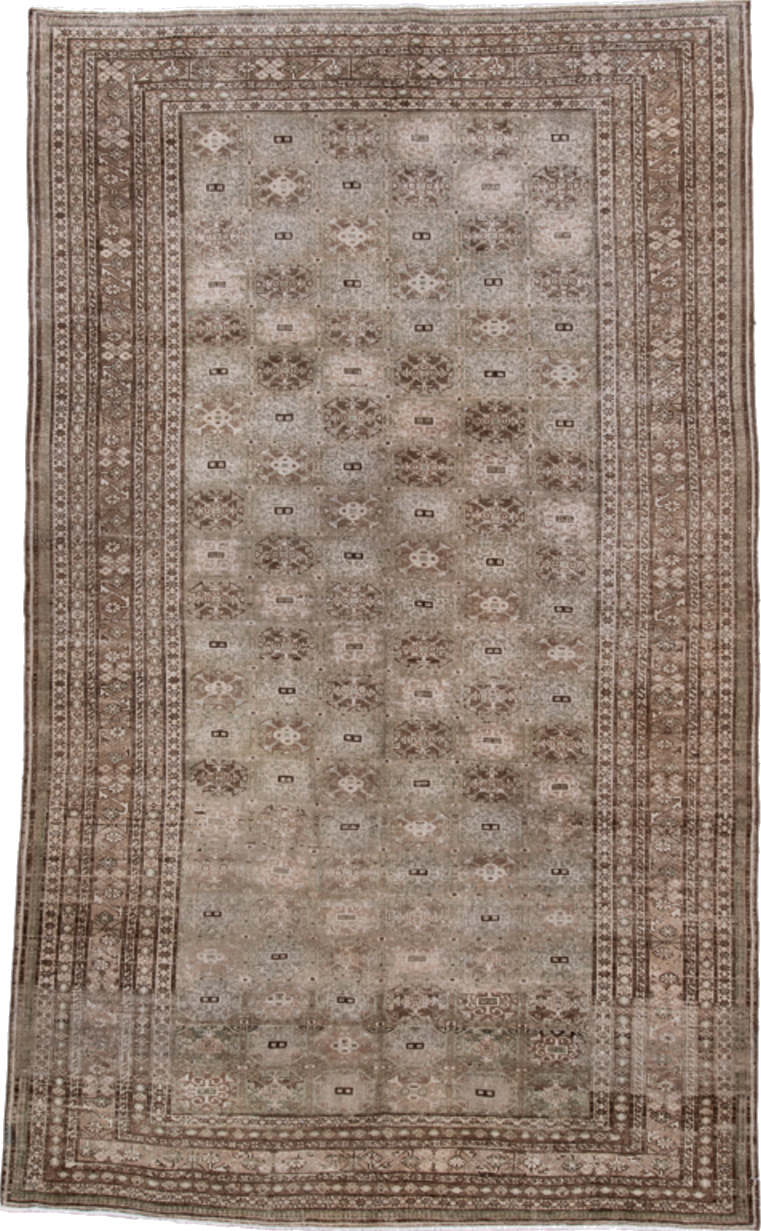 5' x 8' one-of-a-kind handmade vintage Ardebil medium size rug. Color palette: brown, dark gray, gray, light gray, pink