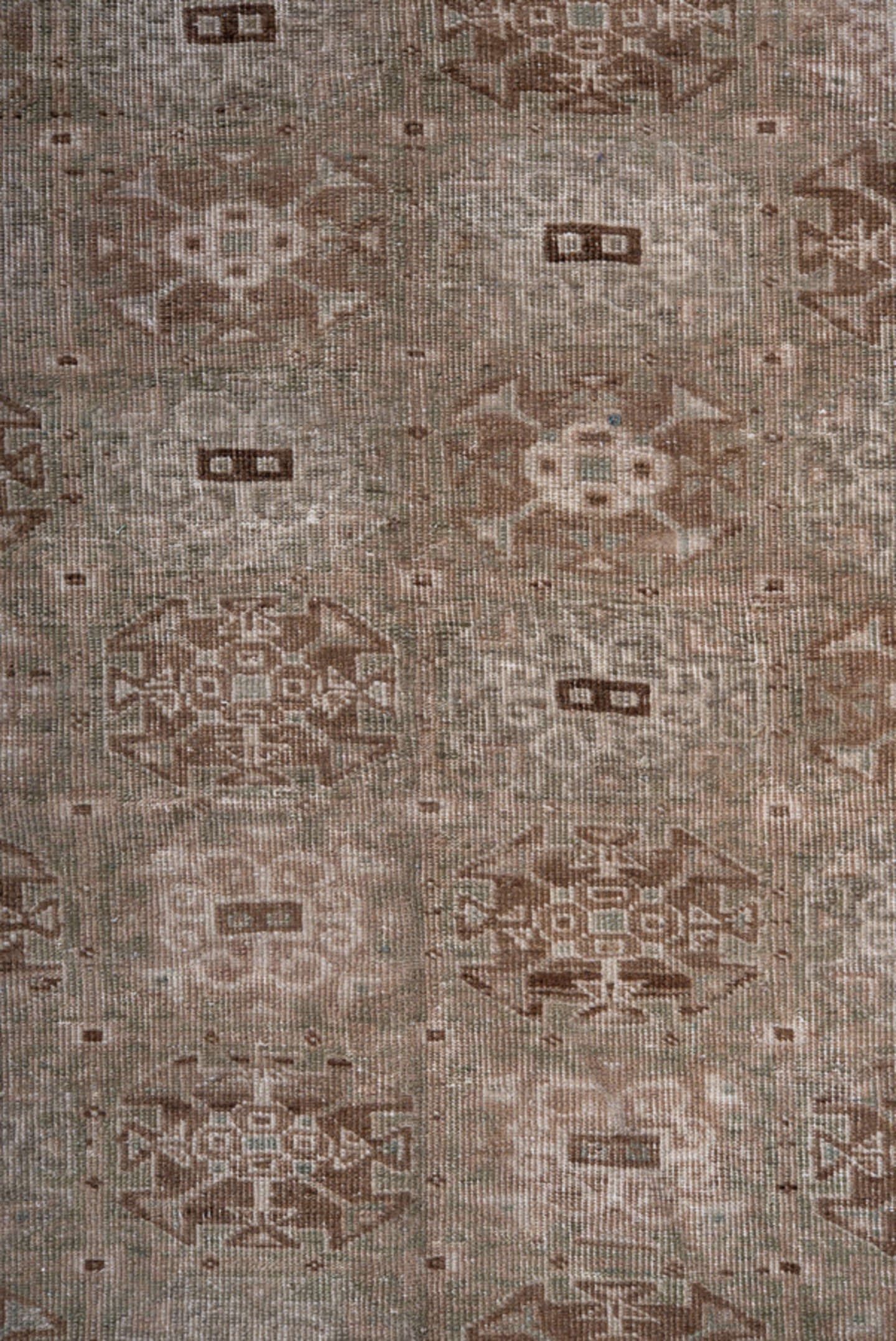 5' x 8' one-of-a-kind handmade antique Ardebil medium size rug. Color palette: taupe, brown, ivory, camel, beige, gray