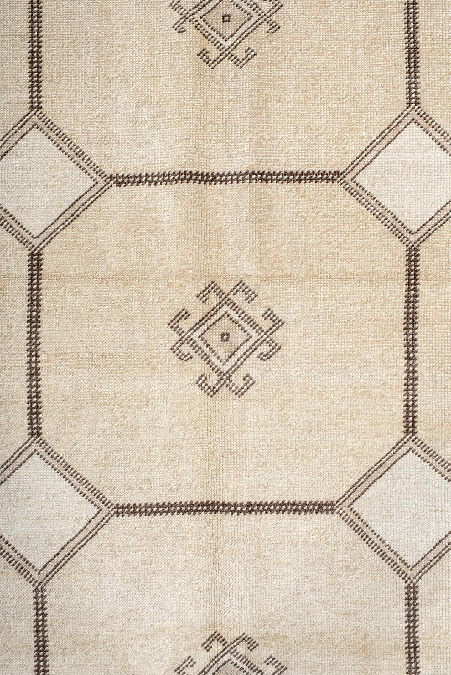 5' x 8' one-of-a-kind handmade vintage Anatolian medium size rug. Color palette: ivory, brown, taupe, beige, gray