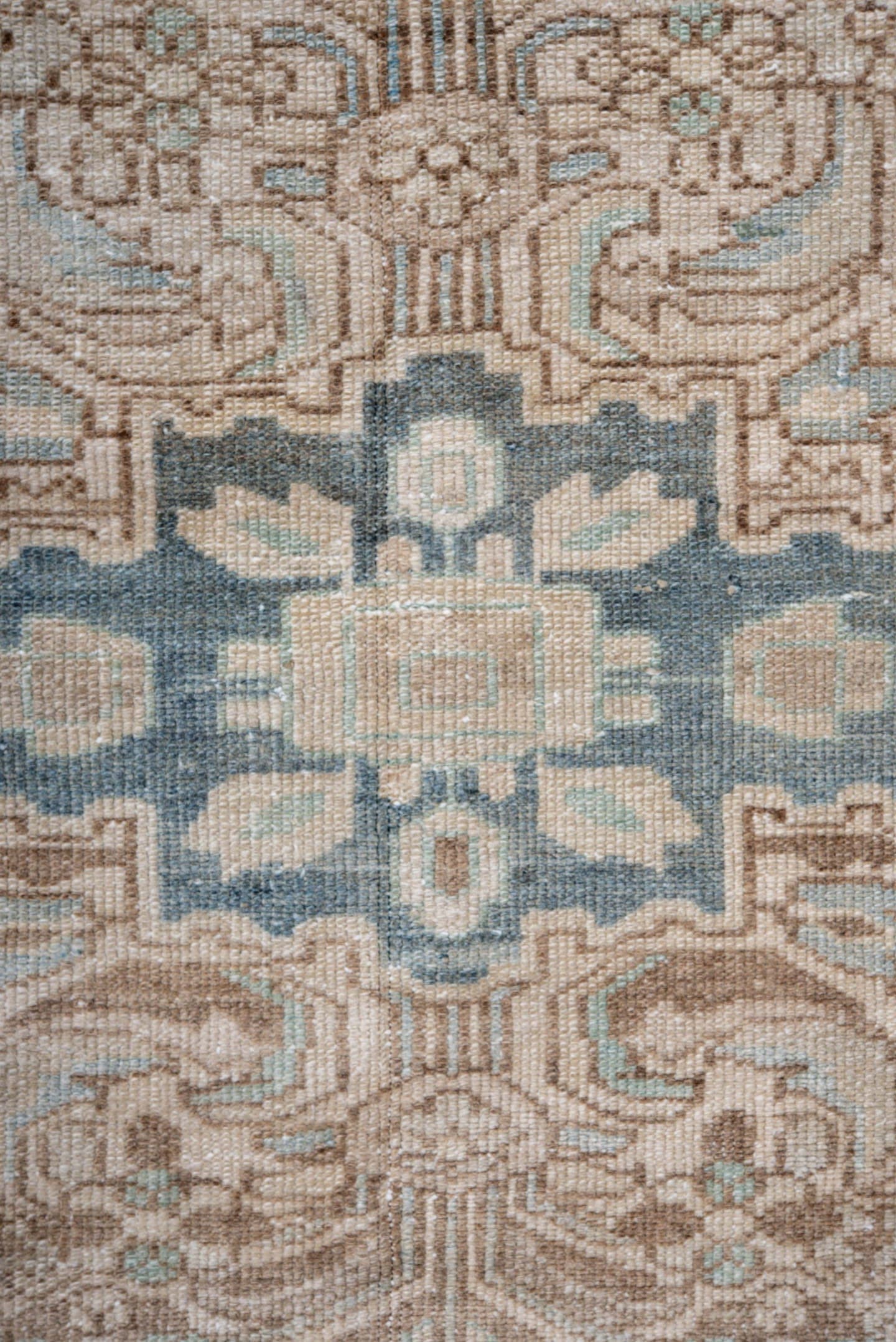 3' x 6' one-of-a-kind handmade antique Malayer small size rug. Color palette: ivory, taupe, brown, sky_blue, beige, gray