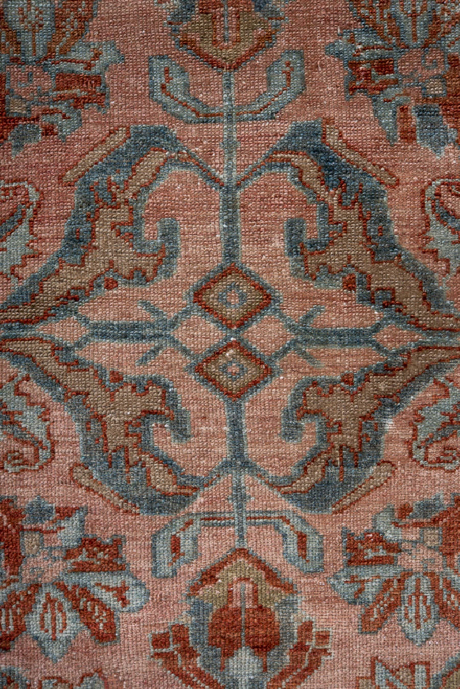 3' x 6' one-of-a-kind handmade antique Lilian small size rug. Color palette: rose, sky blue, rust, sage, ivory, taupe, pink