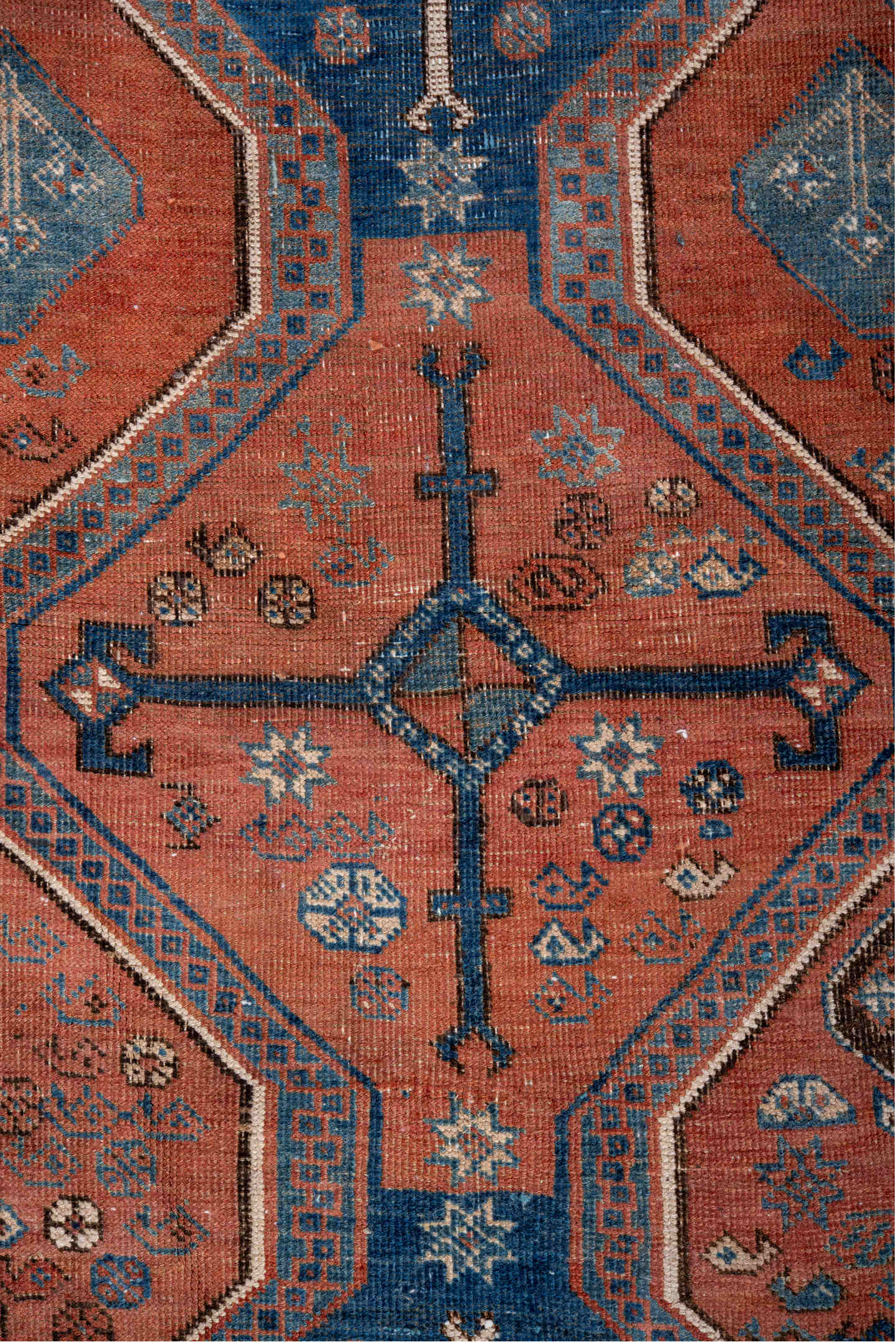 4' x 6' one-of-a-kind handmade vintage Afshar small size rug. Color palette: arapawa, blue, brown, dark gray, gray