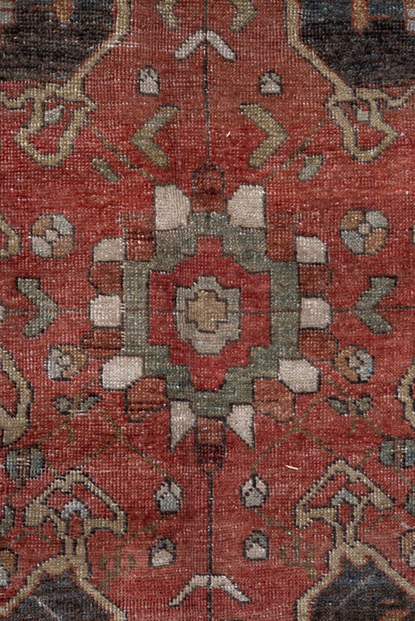 6' x 9' one-of-a-kind handmade vintage Far.Sarouk medium size rug. Color palette: rust, ivory, charcoal, sky_blue