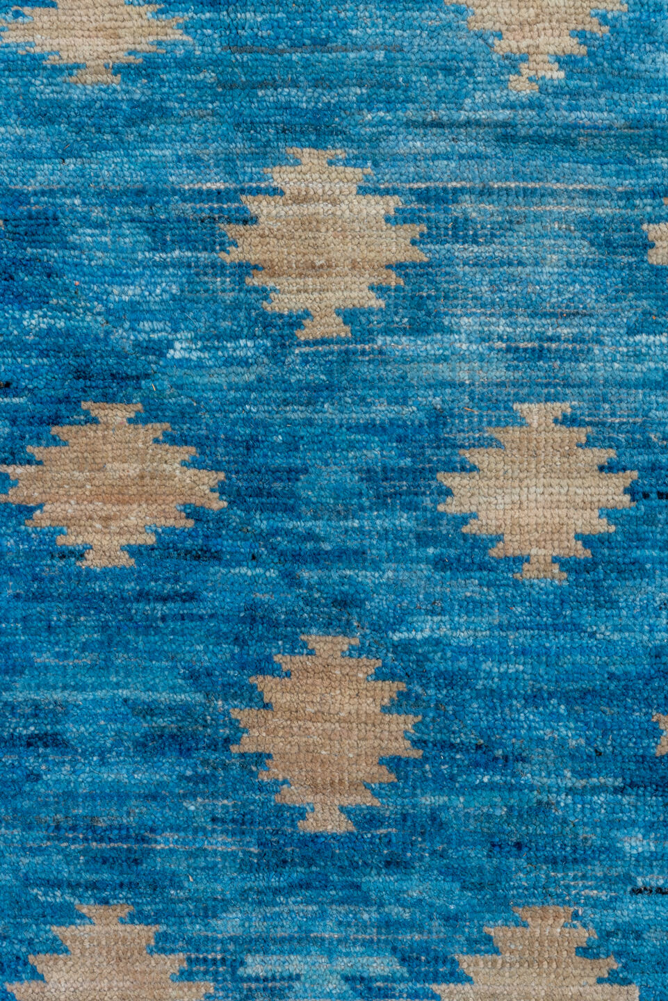 12' x 16' one-of-a-kind handmade handmade Modern oversize rug. Color palette: turquoise, ivory, sky blue, teal, light blue