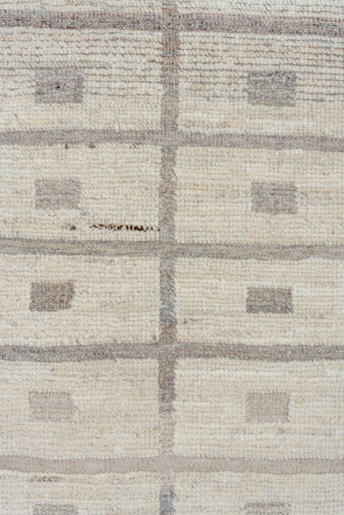 3' x 11' one-of-a-kind handmade vintage Tulu runner rug. Color palette: ivory, taupe, beige, gray