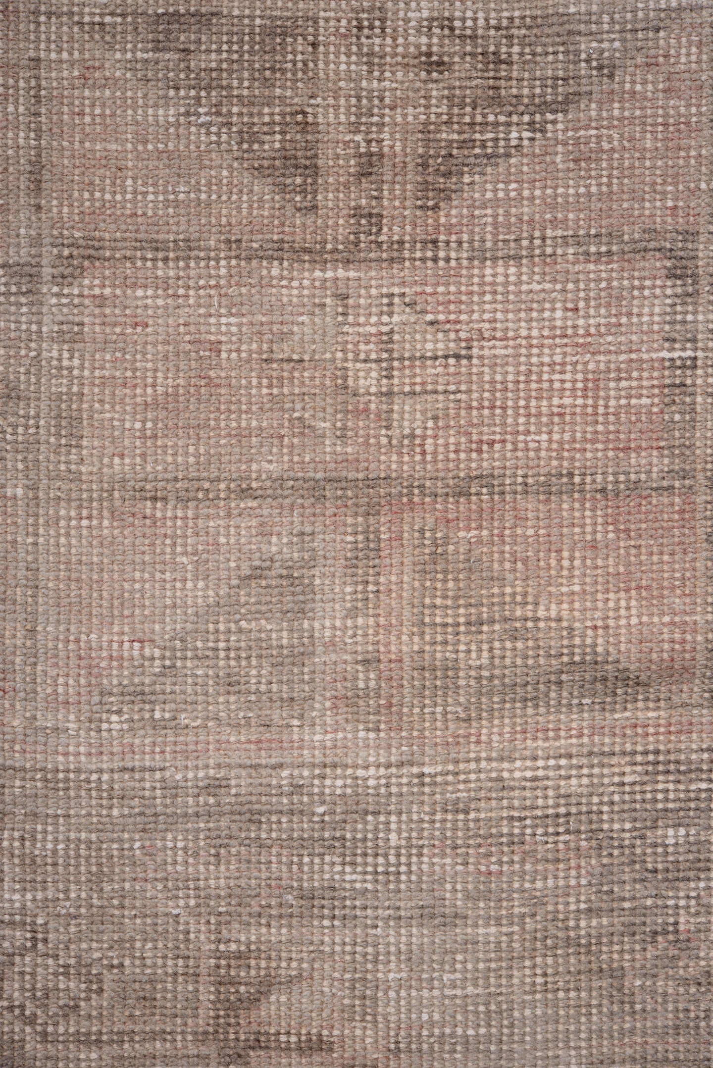 3' x 12' one-of-a-kind handmade antique Anatolian runner rug. Color palette: blush, taupe, warm gray, ivory, sand, pink