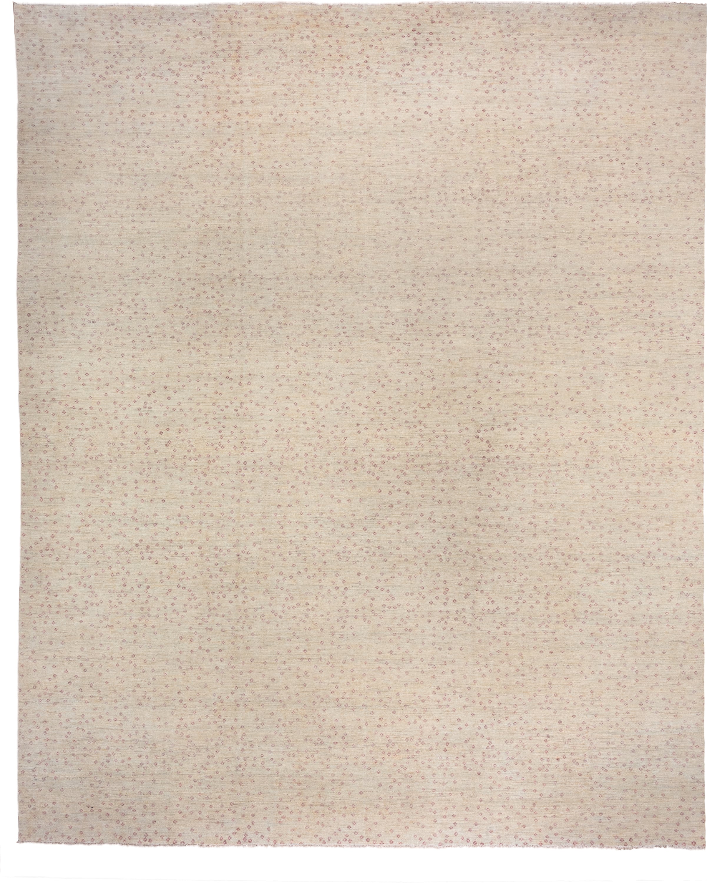 14' x 16' one-of-a-kind handmade handmade Contemporary oversize rug. Color palette: ivory, cream, rose, taupe, blush, pink