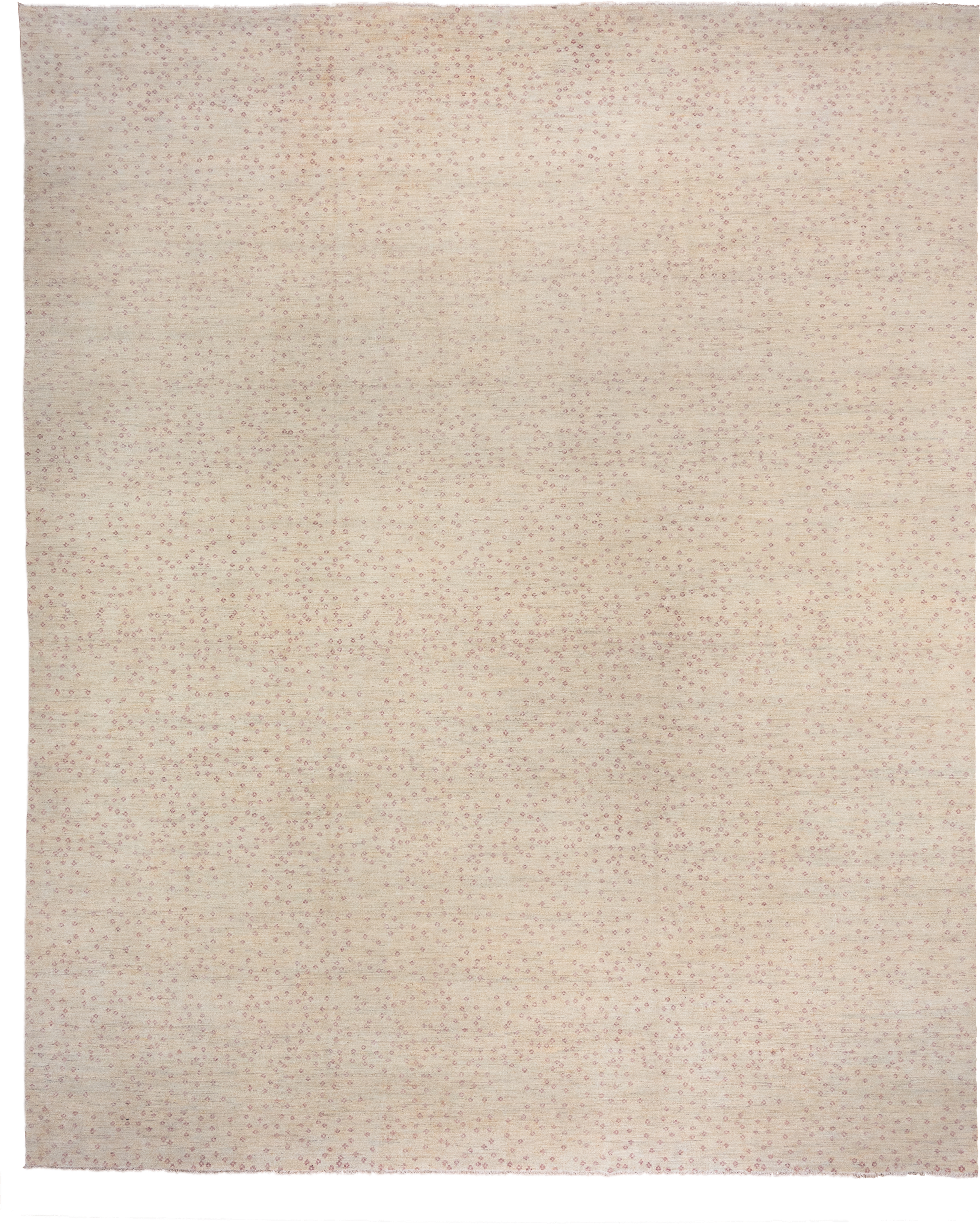 14' x 16' one-of-a-kind handmade handmade Contemporary oversize rug. Color palette: ivory, cream, rose, taupe, blush, pink