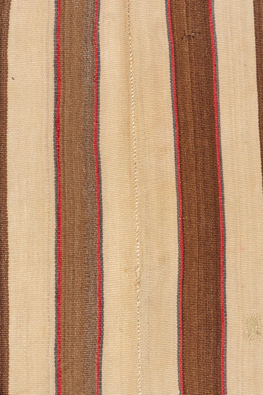5' x 8' one-of-a-kind handmade vintage Kilim medium size rug. Color palette: ivory, brown, charcoal, rust, taupe, gray