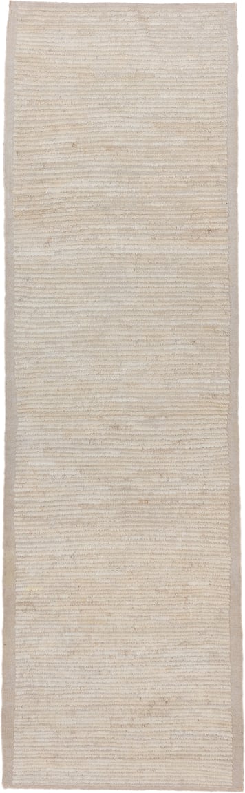 3' x 10' one-of-a-kind handmade vintage Tulu runner rug. Color palette: ivory, cream, beige, taupe, gray
