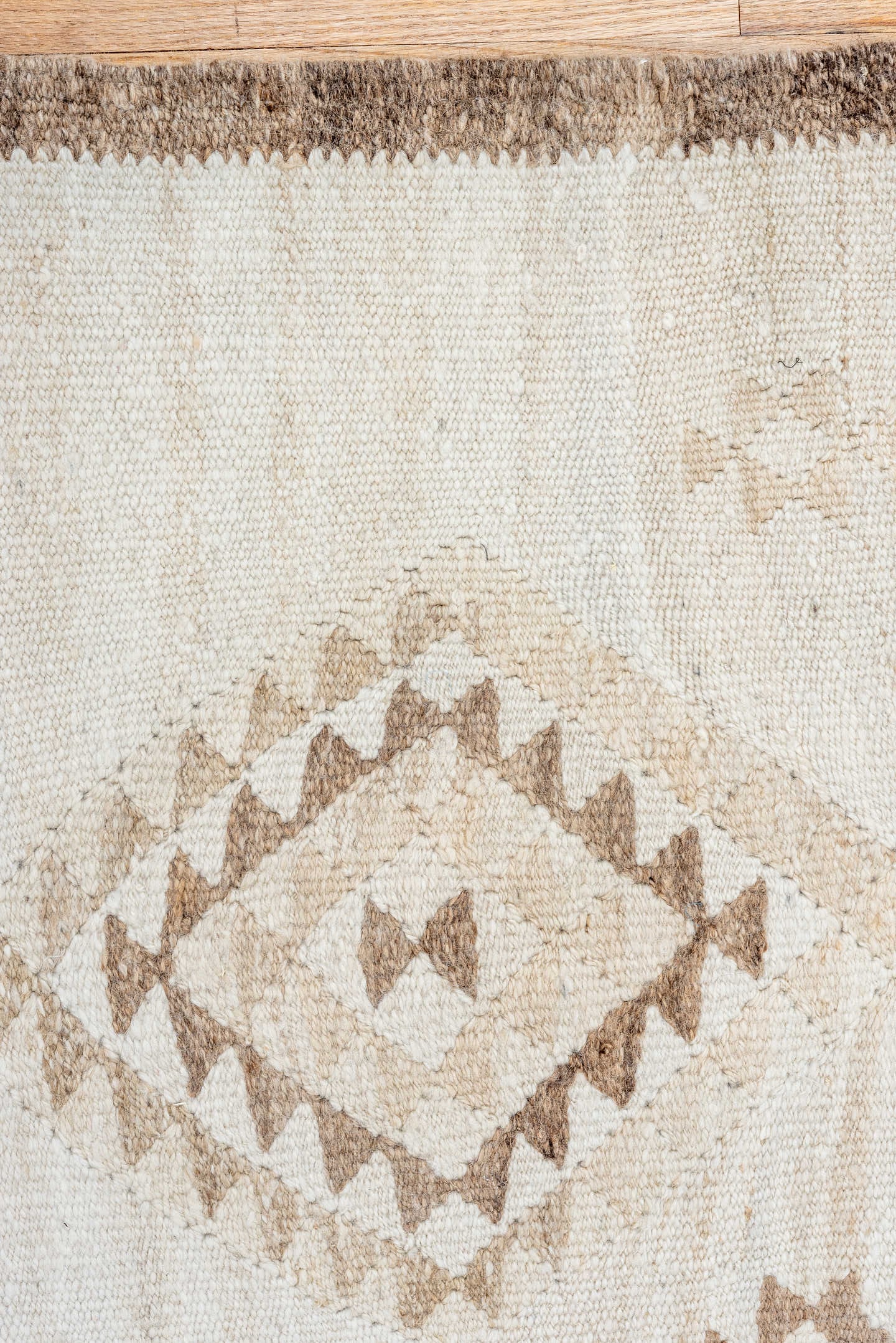 2' x 11' one-of-a-kind handmade antique Kilim runner rug. Color palette: ivory, taupe, brown, beige, gray