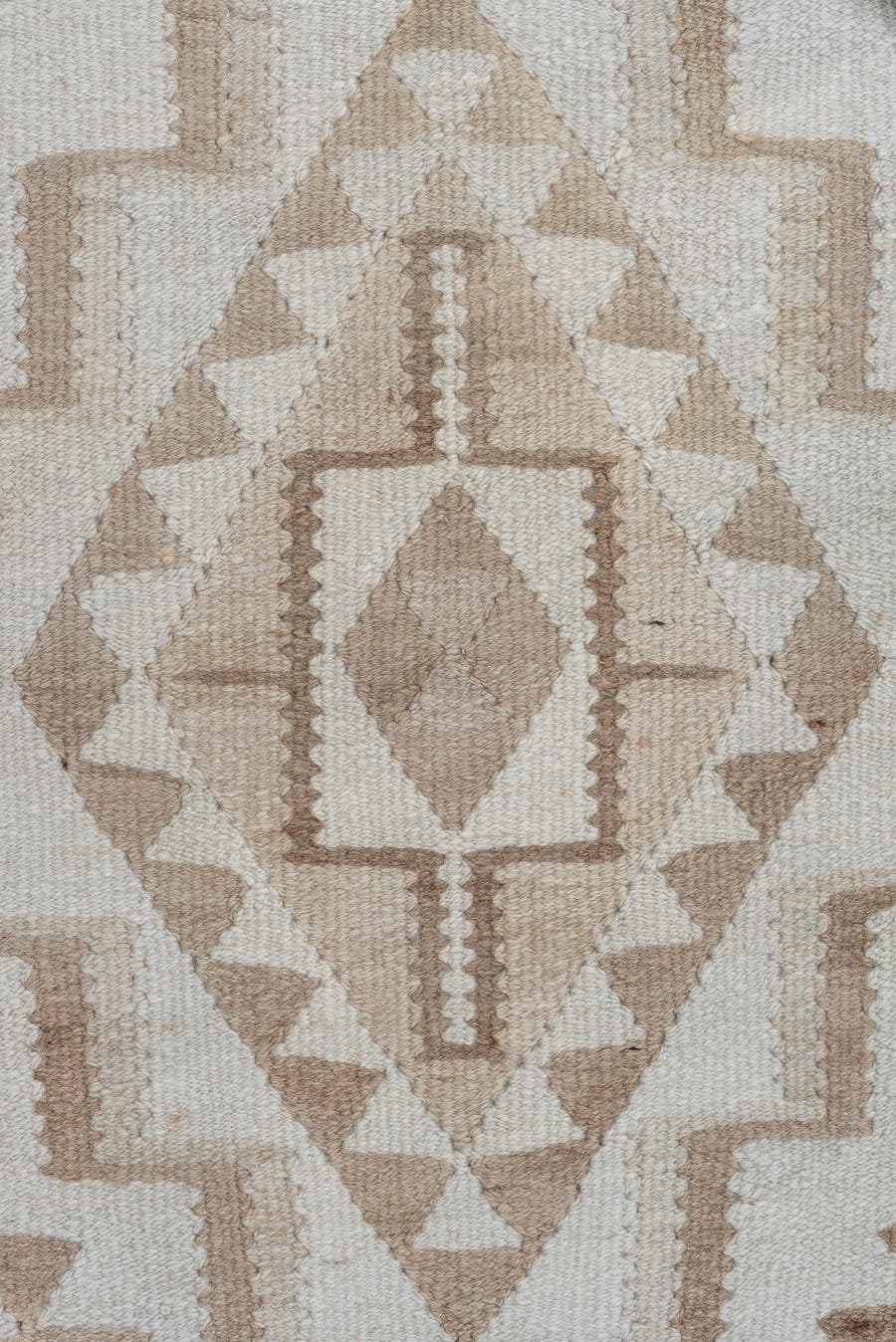2' x 8' one-of-a-kind handmade antique Kilim runner rug. Color palette: ivory, taupe, camel, beige, gray