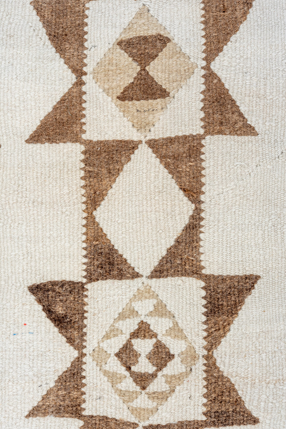 2' x 11' one-of-a-kind handmade antique Kilim runner rug. Color palette: ivory, taupe, camel, beige, gray