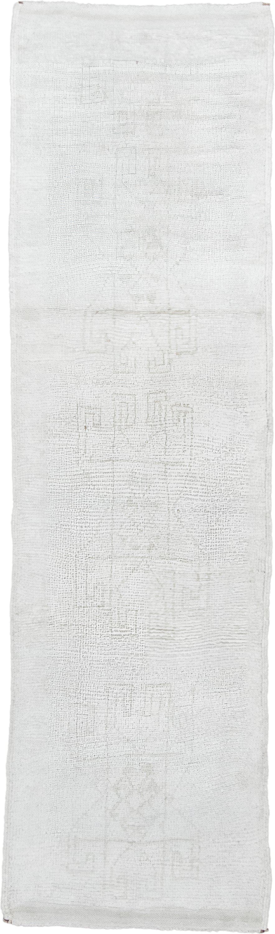 3' x 10' one-of-a-kind handmade vintage Kars runner rug. Color palette: ivory, cream, taupe, pale gray, beige, gray