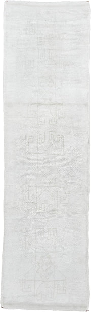 3' x 10' one-of-a-kind handmade vintage Kars runner rug. Color palette: ivory, cream, taupe, pale gray, beige, gray