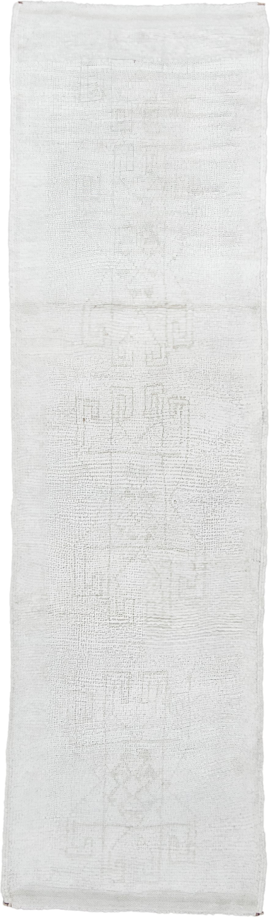 3' x 10' one-of-a-kind handmade vintage Kars runner rug. Color palette: ivory, cream, taupe, pale gray, beige, gray