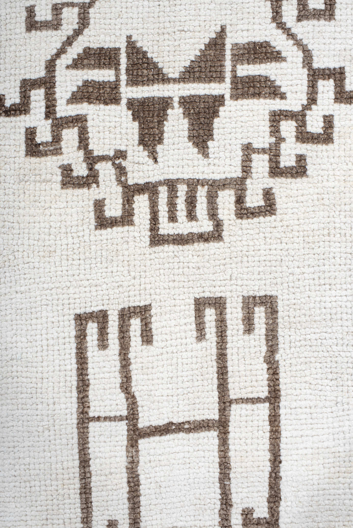 3' x 12' one-of-a-kind handmade vintage Kars runner rug. Color palette: ivory, taupe, brown, beige, gray