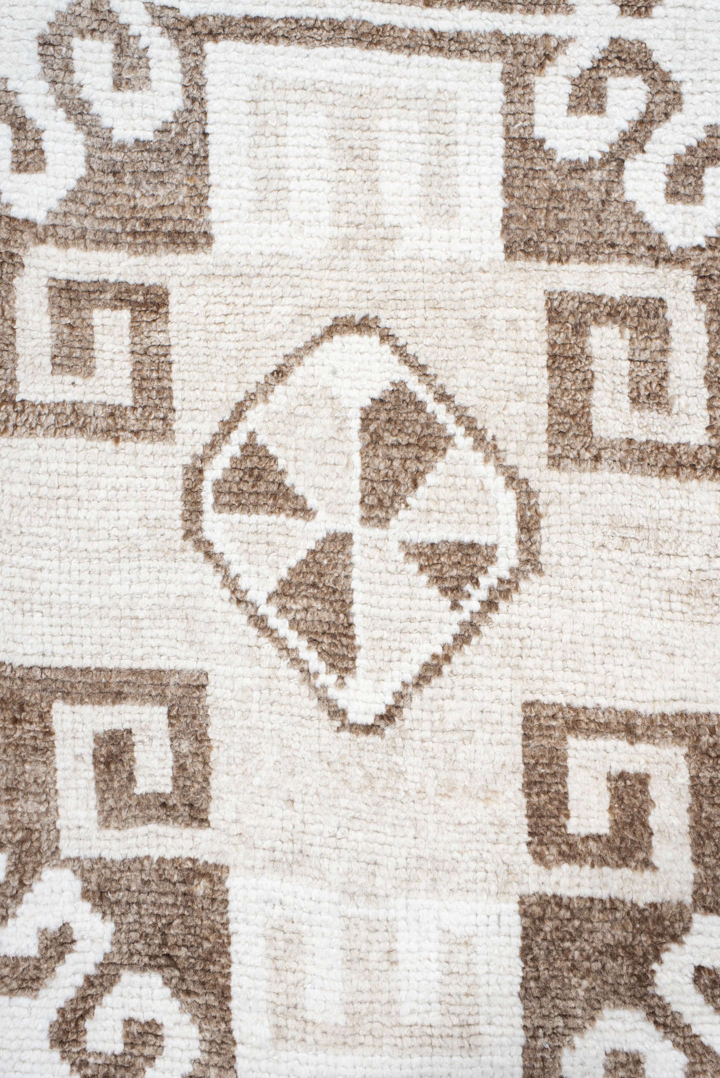 3' x 11' one-of-a-kind handmade vintage Kars runner rug. Color palette: ivory, taupe, beige, camel, gray