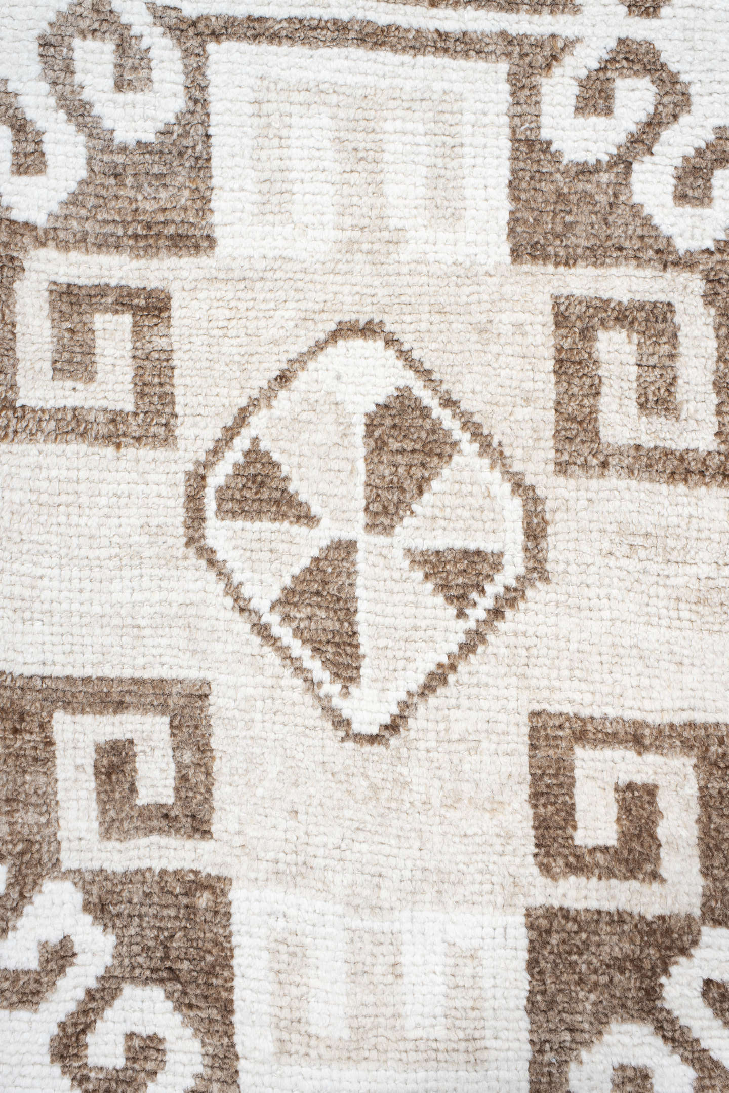 3' x 11' one-of-a-kind handmade vintage Kars runner rug. Color palette: ivory, taupe, beige, camel, gray