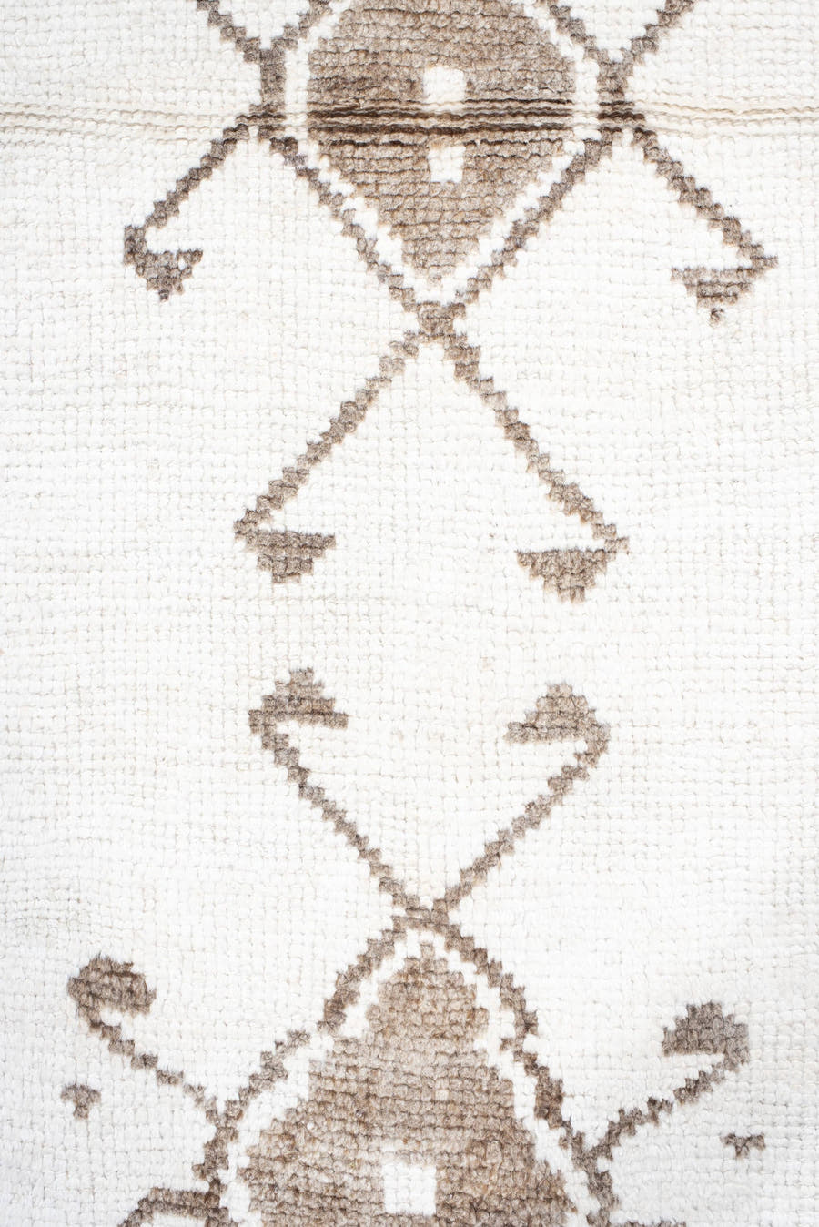 3' x 11' one-of-a-kind handmade vintage Kars runner rug. Color palette: ivory, taupe, camel, beige, gray
