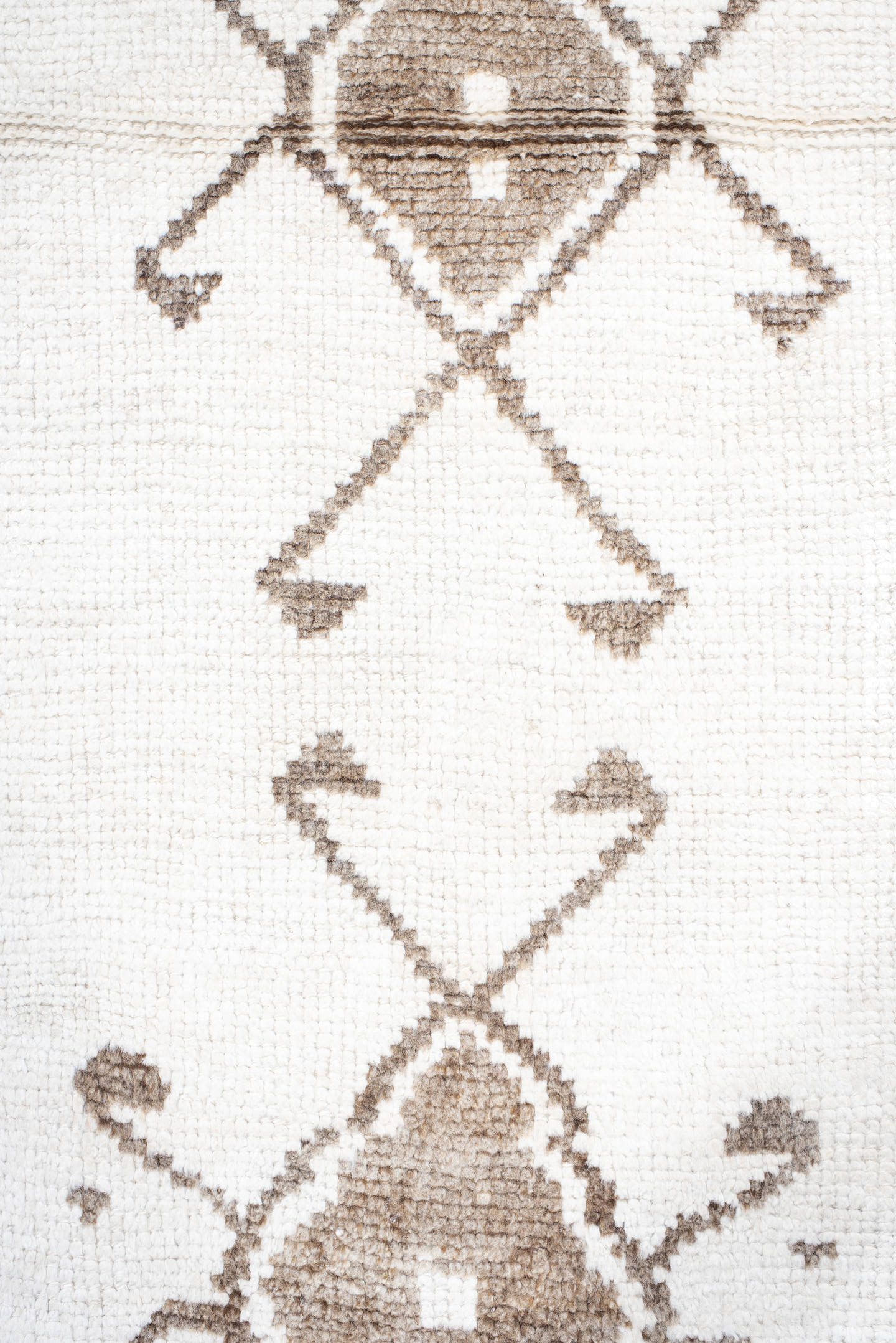 3' x 11' one-of-a-kind handmade vintage Kars runner rug. Color palette: ivory, taupe, camel, beige, gray