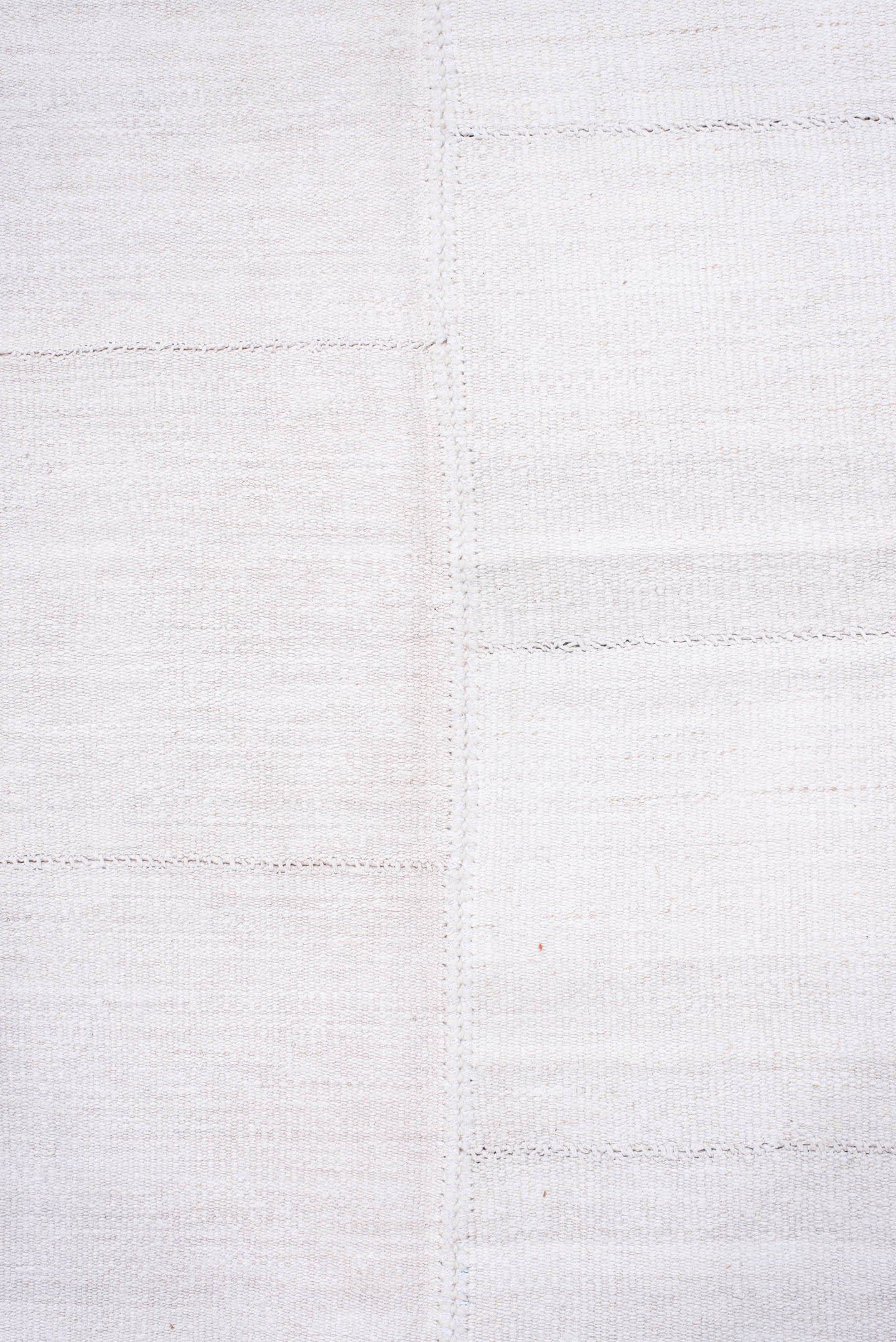 11' x 17' one-of-a-kind handmade antique Flatweave oversize rug. Color palette: ivory, cream, taupe, beige, gray