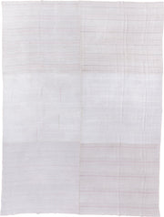 10' x 16' one-of-a-kind handmade antique Flatweave rug. Color palette: ivory, blush, lavender, cream, pale rose, pink