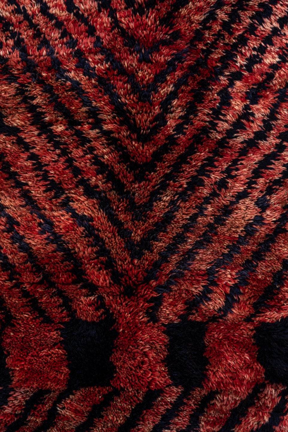 10' x 14' one-of-a-kind handmade vintage Moroccan large size rug. Color palette: rose, rust, brown, charcoal, turquoise
