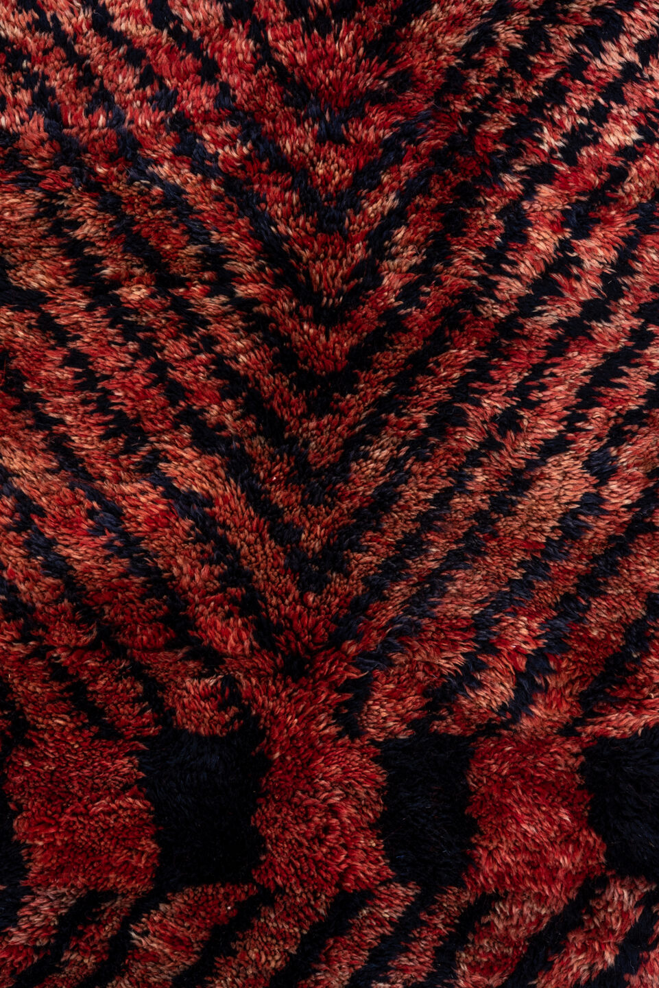 10' x 14' one-of-a-kind handmade vintage Moroccan large size rug. Color palette: rose, rust, brown, charcoal, turquoise