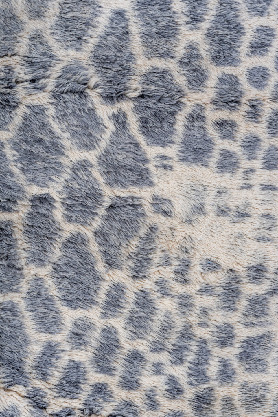 10' x 15' one-of-a-kind handmade vintage Moroccan rug. Color palette: black, blue, dark gray, dim gray, gainsboro, gray