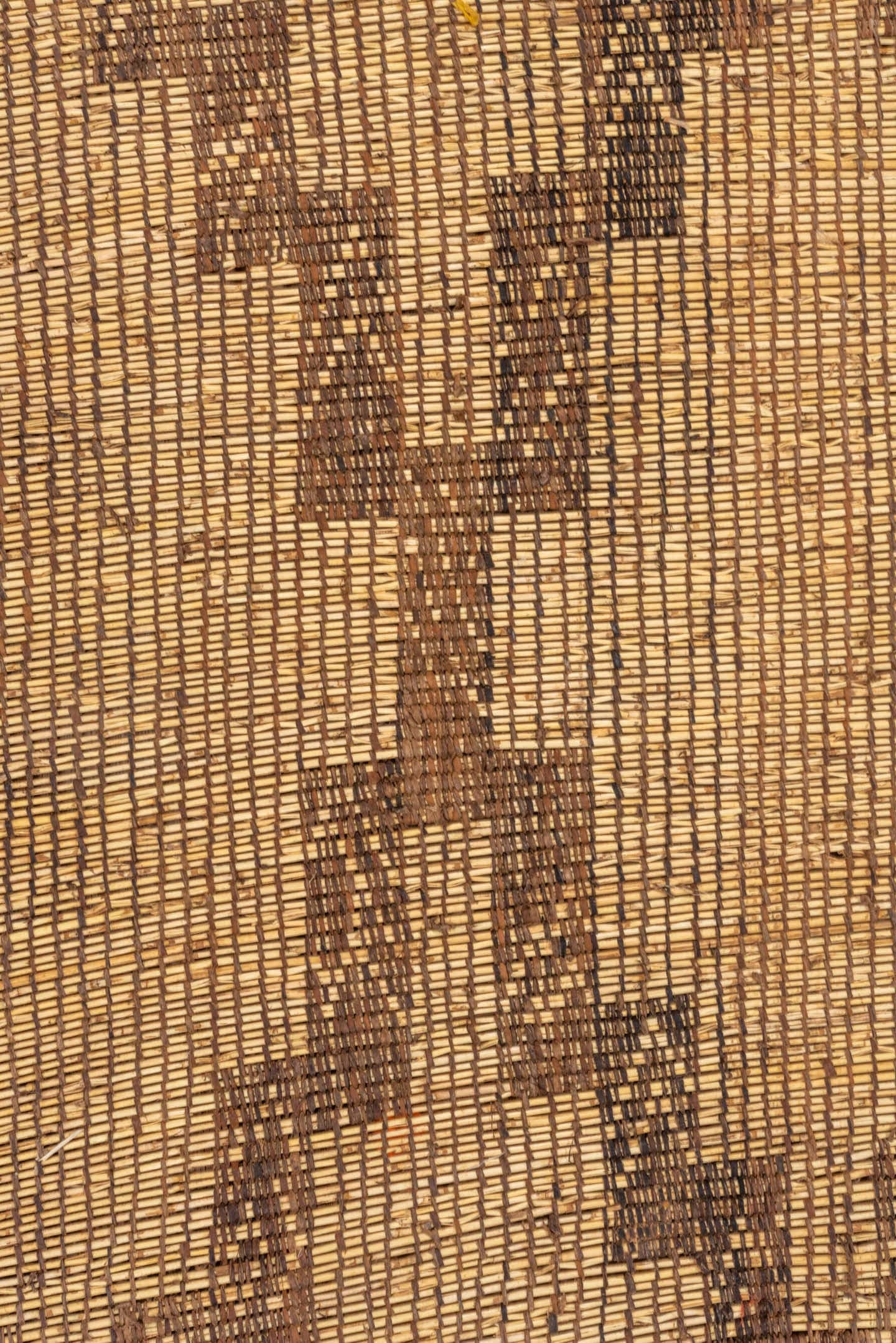 8' x 13' one-of-a-kind handmade vintage Tuareg large size rug. Color palette: camel, brown, tan, beige