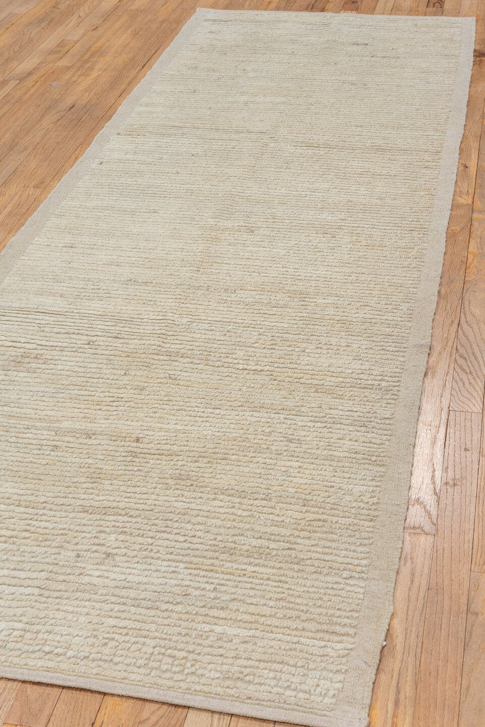 3' x 10' one-of-a-kind handmade vintage Tulu runner rug. Color palette: ivory, cream, beige, taupe, gray