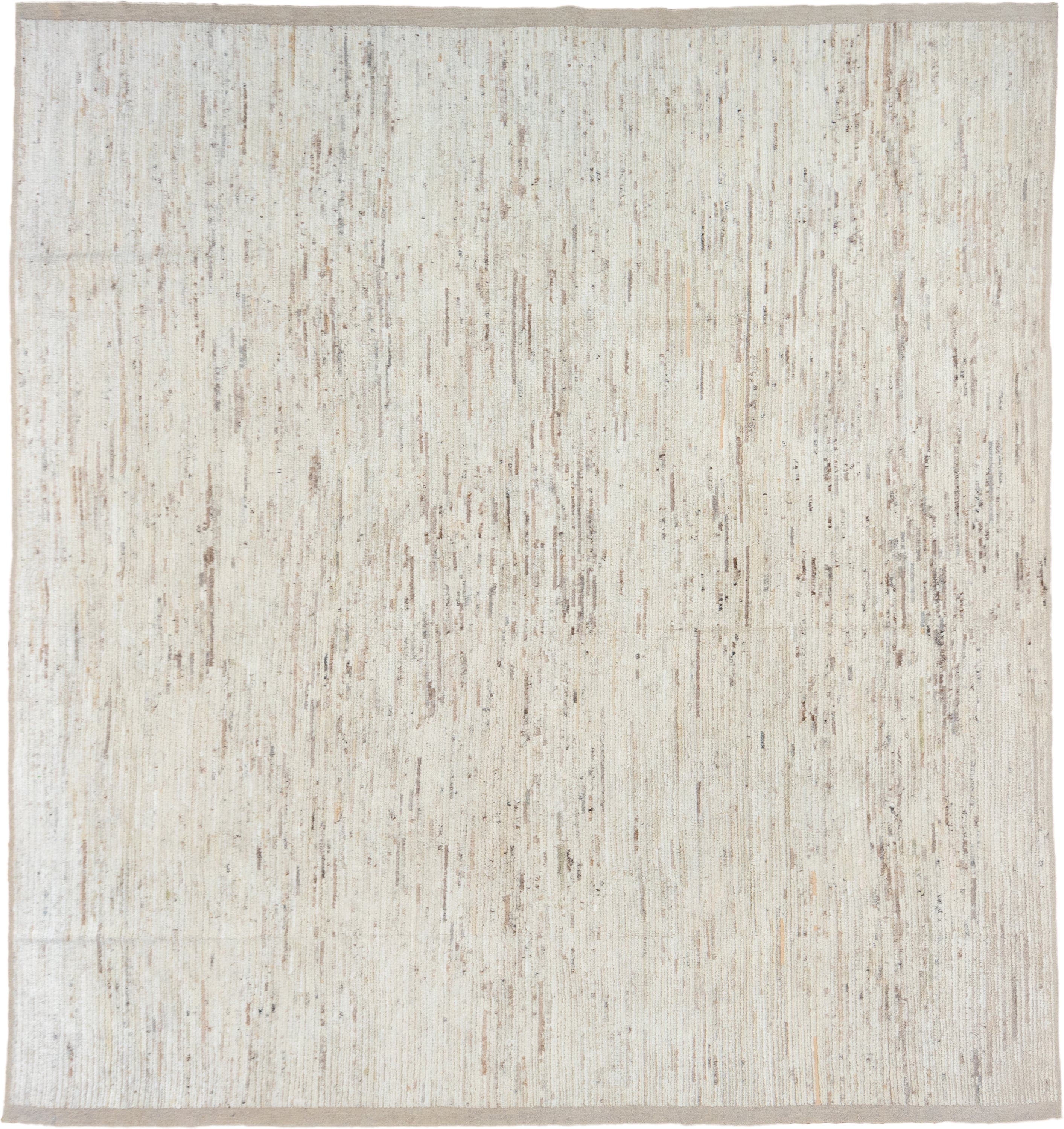 9' x 10' one-of-a-kind handmade vintage Tulu large size rug. Color palette: ivory, cream, taupe, beige, brown, gray