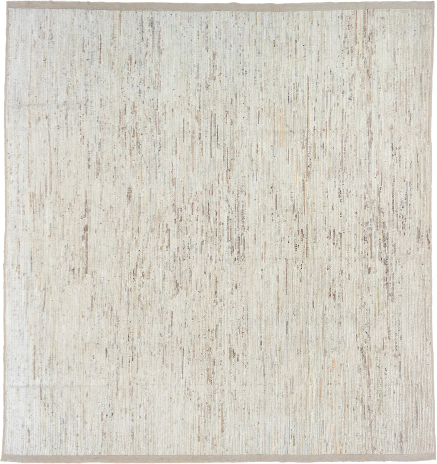 9' x 10' one-of-a-kind handmade vintage Tulu large size rug. Color palette: ivory, cream, taupe, beige, brown, gray
