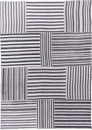 15' x 21' one-of-a-kind handmade antique Flatweave oversize rug. Color palette: ivory, charcoal, black, gray