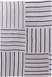 12' x 18' one-of-a-kind handmade antique Flatweave oversize rug. Color palette: ivory, dark brown, brown