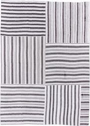 12' x 16' one-of-a-kind handmade antique Flatweave oversize rug. Color palette: ivory, charcoal, gray, black