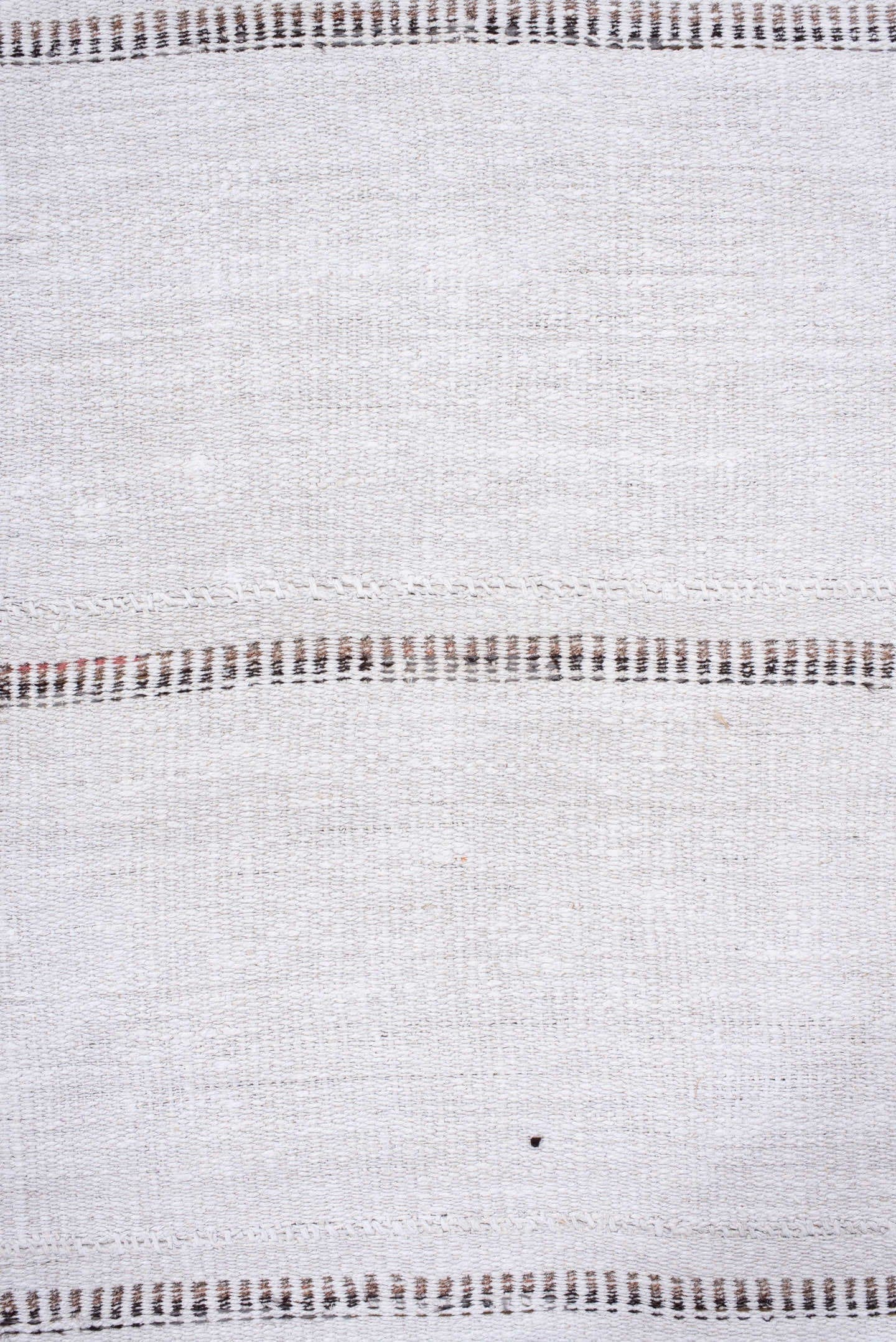 7' x 12' one-of-a-kind handmade vintage Flatweave large size rug. Color palette: ivory, charcoal, taupe, rose, gray, black