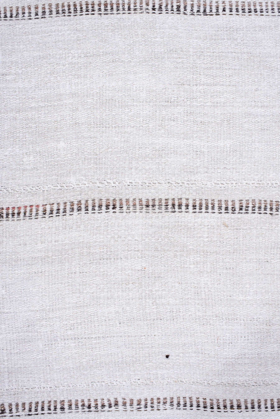7' x 12' one-of-a-kind handmade vintage Flatweave large size rug. Color palette: ivory, charcoal, taupe, rose, gray, black