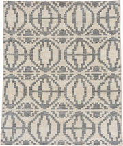 8' x 9' one-of-a-kind handmade vintage Afghan rug. Color palette: ivory, gray, cream, taupe, beige